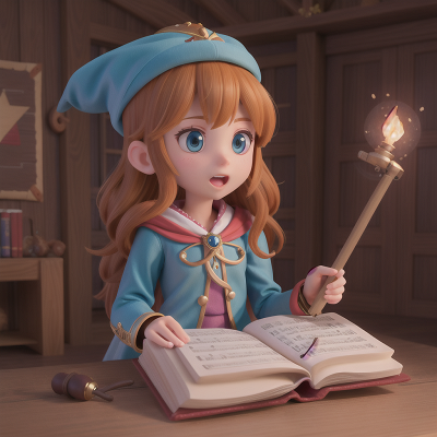 Image For Post Anime, musician, princess, hero, wizard's hat, spell book, HD, 4K, AI Generated Art