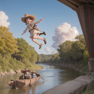 Image For Post Anime, river, cowboys, witch, rocket, king, HD, 4K, AI Generated Art