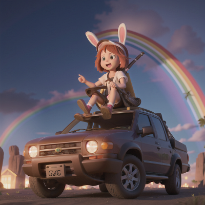 Image For Post Anime, force field, rainbow, rabbit, car, pirate, HD, 4K, AI Generated Art