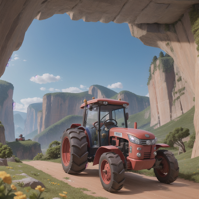 Image For Post Anime, tractor, bicycle, mountains, cave, space, HD, 4K, AI Generated Art