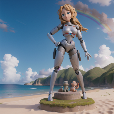 Image For Post Anime, artificial intelligence, earthquake, beach, statue, rainbow, HD, 4K, AI Generated Art