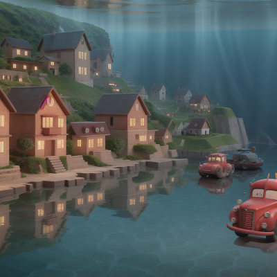 Image For Post Anime, village, underwater city, car, tractor, school, HD, 4K, AI Generated Art