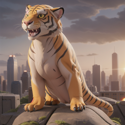 Image For Post Anime, sabertooth tiger, sunrise, hail, futuristic metropolis, turtle, HD, 4K, AI Generated Art
