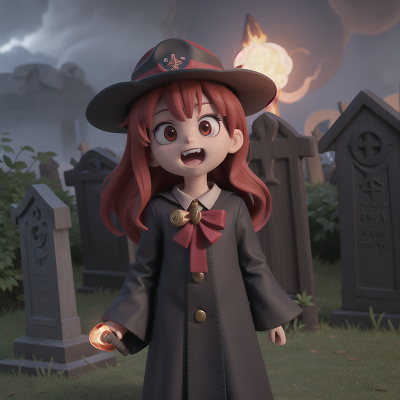 Image For Post Anime, angel, wizard's hat, firefighter, vampire's coffin, haunted graveyard, HD, 4K, AI Generated Art