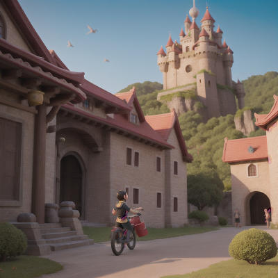Image For Post Anime, bubble tea, bicycle, medieval castle, temple, pterodactyl, HD, 4K, AI Generated Art