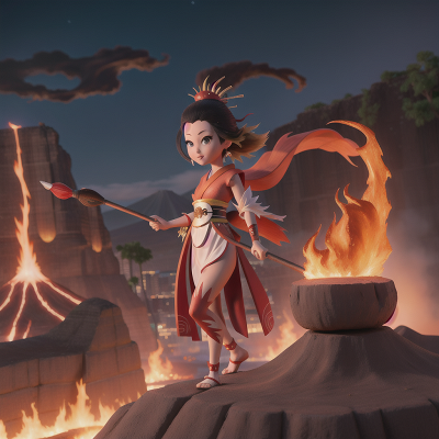 Image For Post Anime, geisha, volcano, tribal warriors, city, phoenix, HD, 4K, AI Generated Art