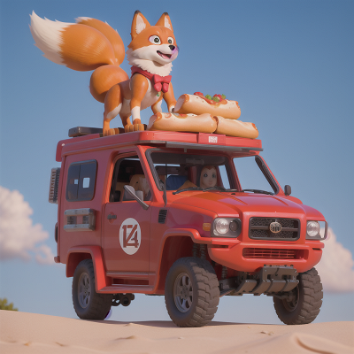 Image For Post Anime, fox, helicopter, robotic pet, hot dog stand, pizza, HD, 4K, AI Generated Art