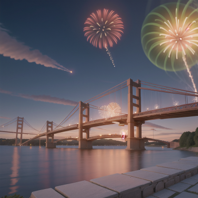 Image For Post Anime, artificial intelligence, bridge, lamp, jumping, fireworks, HD, 4K, AI Generated Art