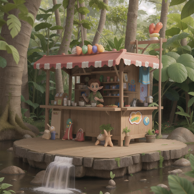 Image For Post Anime, rainbow, hot dog stand, jungle, elf, swamp, HD, 4K, AI Generated Art