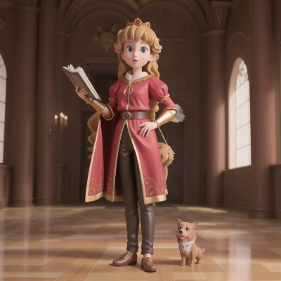 Image For Post Anime, princess, book, dog, king, statue, HD, 4K, AI Generated Art