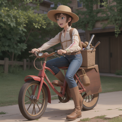 Image For Post Anime, time machine, saxophone, farmer, hero, bicycle, HD, 4K, AI Generated Art