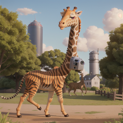 Image For Post Anime, robotic pet, farm, tiger, skyscraper, giraffe, HD, 4K, AI Generated Art