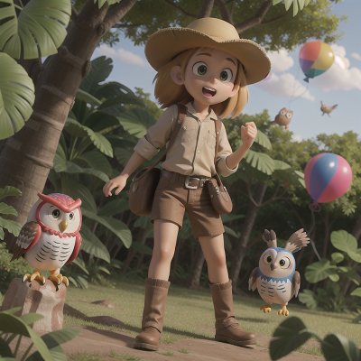 Image For Post Anime, jungle, cowboys, balloon, rainbow, owl, HD, 4K, AI Generated Art