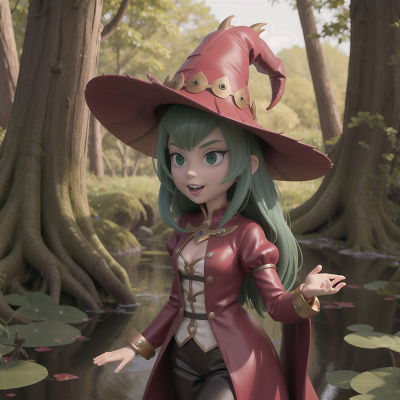 Image For Post Anime, swamp, witch, queen, villain, bear, HD, 4K, AI Generated Art