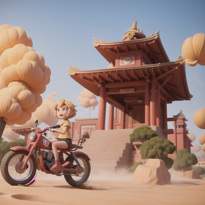 Image For Post Anime, car, temple, school, sandstorm, bicycle, HD, 4K, AI Generated Art