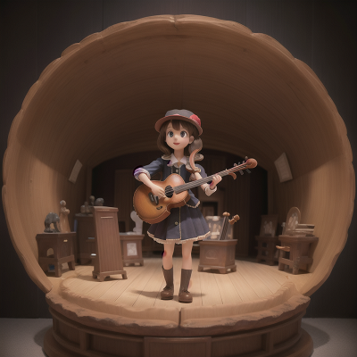 Image For Post Anime, musician, hat, museum, violin, wormhole, HD, 4K, AI Generated Art