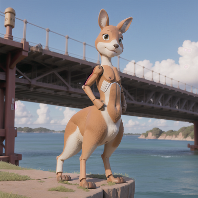 Image For Post Anime, kangaroo, suspicion, bridge, exploring, robot, HD, 4K, AI Generated Art