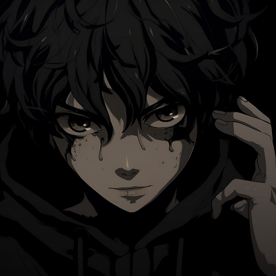 Image For Post | A depiction of a male anime character in a brooding pose, stress on the shadows and black aesthetic. anime black aesthetic pfp pfp for discord. - [Anime Black PFP](https://hero.page/pfp/anime-black-pfp)