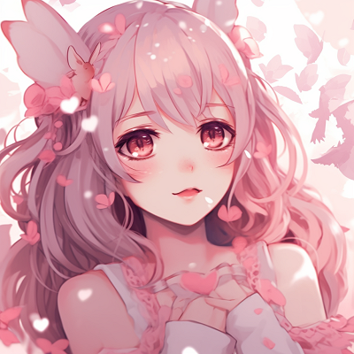 Image For Post | Anime girl rendered in a rosy hue, classic anime style with bold outlines and clear highlights. gorgeous pink anime girl pfp illustrations pfp for discord. - [Pink Anime Girl PFP Gallery](https://hero.page/pfp/pink-anime-girl-pfp-gallery)