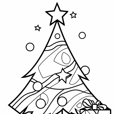 Image For Post Easy to color Yuletide Tree With Gifts - Printable Coloring Page