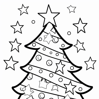 Image For Post Christmas Tree with Star and Beneath Presents - Printable Coloring Page
