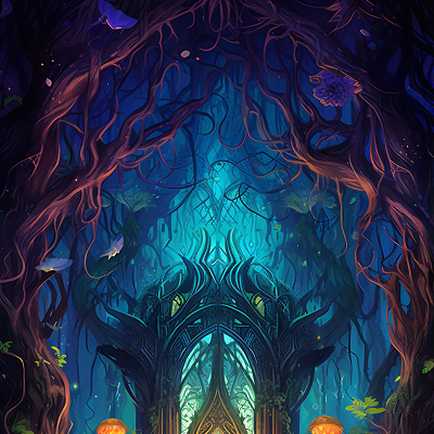Image For Post Enchanted Forest Shrine in Anime Style - Wallpaper