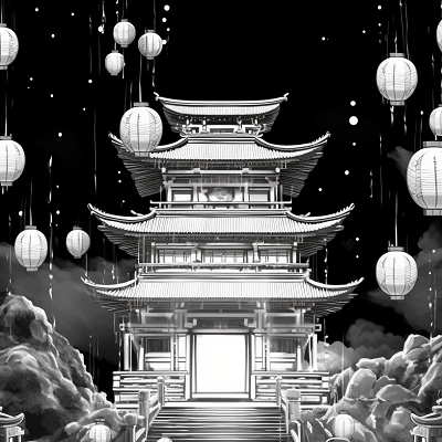 Image For Post Manga Style Sanctuary Night Scene - Wallpaper