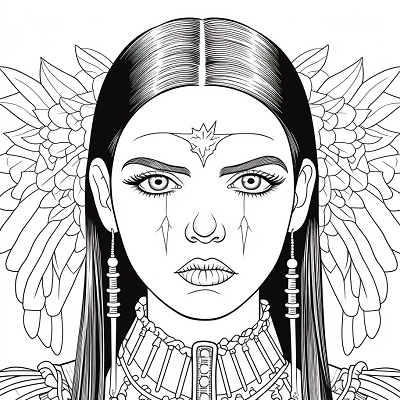 Image For Post | Detailed portrait of Wednesday Addams; intricate patterns and bold lines. printable coloring page, black and white, free download - [Wednesday Addams Coloring Pages ](https://hero.page/coloring/wednesday-addams-coloring-pages-kids-and-adult-relaxation)