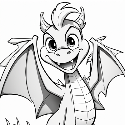 Image For Post Cartoon Dragon Up above the Clouds - Printable Coloring Page