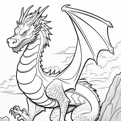 Image For Post Dragon's Perch Overlooking The Landscape - Printable Coloring Page