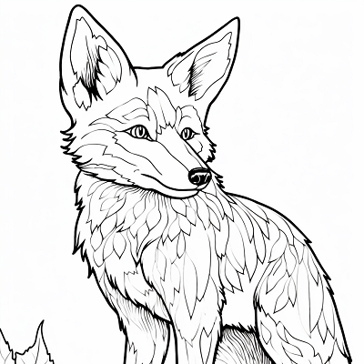 Image For Post Forest themed Fox Design Tree like Features - Printable Coloring Page