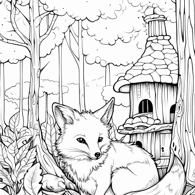 Image For Post Fox Hidden in the Woods Wilderness Adventure - Printable Coloring Page