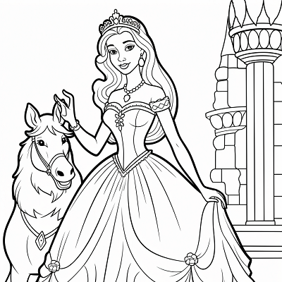 Image For Post | A friendly scene with a princess and her unicorn; fine details and crisp lines.printable coloring page, black and white, free download - [Coloring Pages for Girls ](https://hero.page/coloring/coloring-pages-for-girls-printable-art-cute-designs-fun-colors)