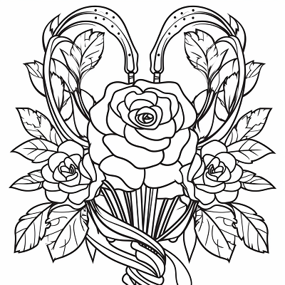 Image For Post Floral Cupid Bow and Arrow - Printable Coloring Page