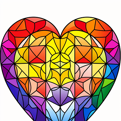 Image For Post Heart with Geometric Details - Printable Coloring Page