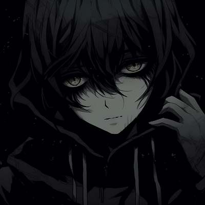 Image For Post | Anime boy wearing a dark cloak, detailed folds and muted palette. mysterious dark anime pfp boy - [Dark Aesthetic Anime PFP Collection](https://hero.page/pfp/dark-aesthetic-anime-pfp-collection)