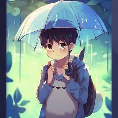 Image For Post | Totoro standing under an umbrella, simple art style and blue tones. quality good anime pfp - [Good Anime PFP Selection](https://hero.page/pfp/good-anime-pfp-selection)