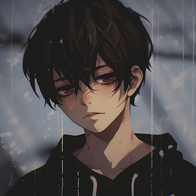 Image For Post | Depiction of an anime boy gazing into the distance, minimalist style and darker shades. anime boy sad pfp - [Sad PFP Anime](https://hero.page/pfp/sad-pfp-anime)