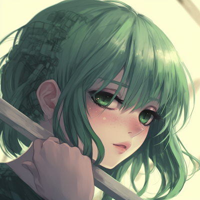 Image For Post | A cheerful anime girl with vibrant green eyes, strong linework and warm tones. verdant green anime pfp girl - [Green Anime PFP Universe](https://hero.page/pfp/green-anime-pfp-universe)