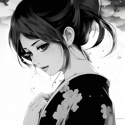 Image For Post | Monochrome portrait of an anime girl, the detailed eyes and flowing hair portray a sense of melancholy. anime profile picture black and white female - [Anime Profile Picture Black and White](https://hero.page/pfp/anime-profile-picture-black-and-white)