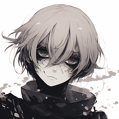 Image For Post | Monochromatic portrait of Kaneki from Tokyo Ghoul, detailed linework and contrasting shades. best anime aesthetic pfp collections - [Anime Aesthetic PFP World](https://hero.page/pfp/anime-aesthetic-pfp-world)