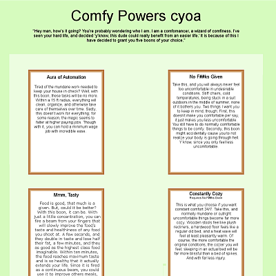 Image For Post 5 Comfy Powers CYOA by DivineTarot