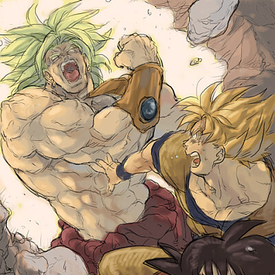 Image For Post Goku and Goku running from Broly