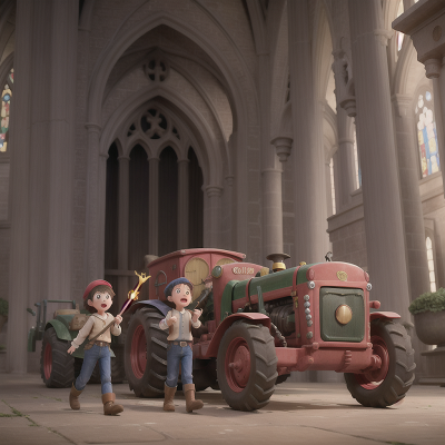 Image For Post Anime, cathedral, tractor, treasure chest, singing, magic wand, HD, 4K, AI Generated Art