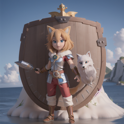 Image For Post Anime, island, shield, knight, fox, ghost, HD, 4K, AI Generated Art