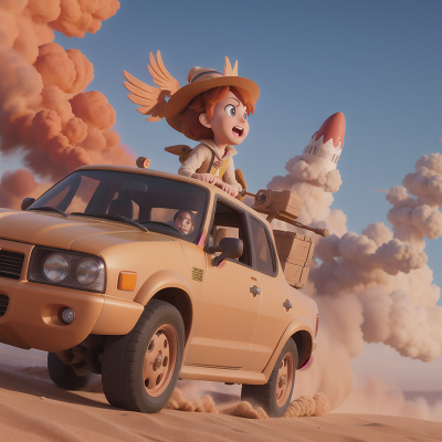 Image For Post Anime, phoenix, sandstorm, witch, rocket, car, HD, 4K, AI Generated Art