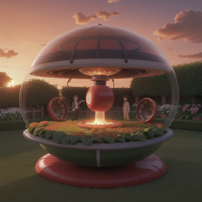 Image For Post Anime, garden, hovercraft, sunset, drought, wormhole, HD, 4K, AI Generated Art