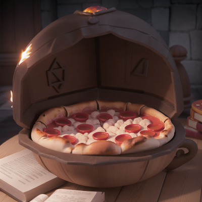 Image For Post Anime, witch's cauldron, pizza, book, crystal ball, temple, HD, 4K, AI Generated Art