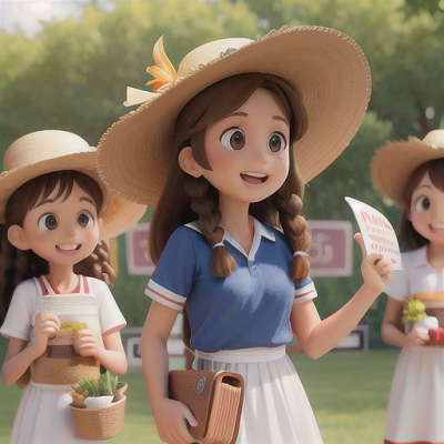 Image For Post Anime Art, Supportive mother, long brown hair in a gentle braid, cheering her children at a sports festival