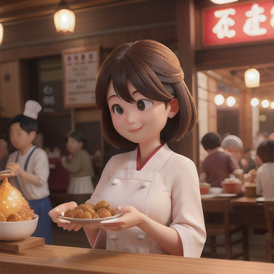 Image For Post Anime Art, Unassuming food stand owner, salt-and-pepper hair and gentle smile, in a busy night market